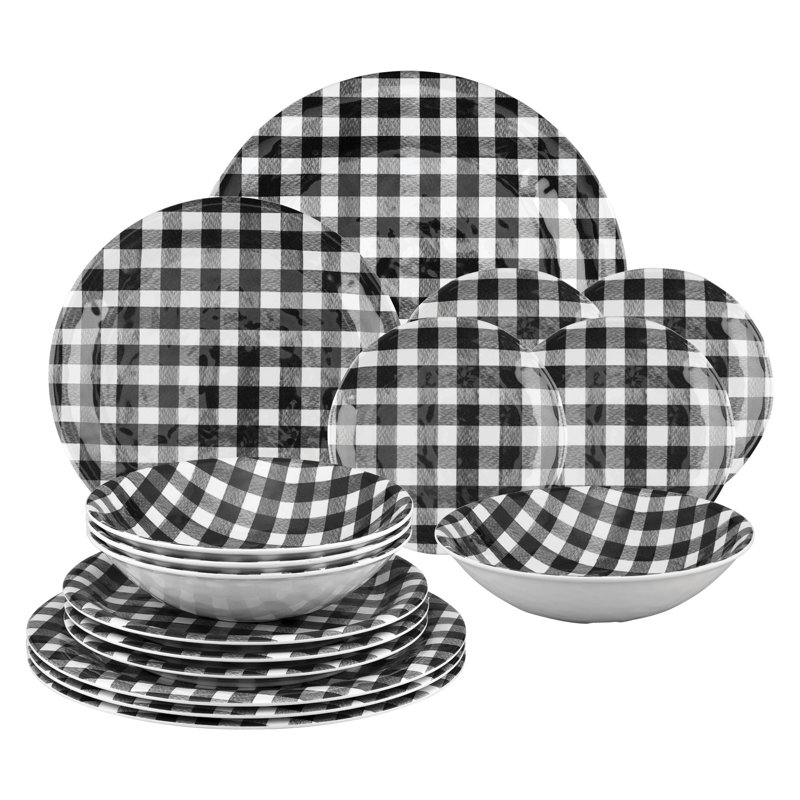 Albertina Piece Melamine Dinnerware Set - Service for 4, Black