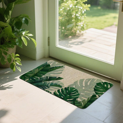 Paillasson 36 x 24 Coastal Decor, Lush Tropical Monstera Leaf
