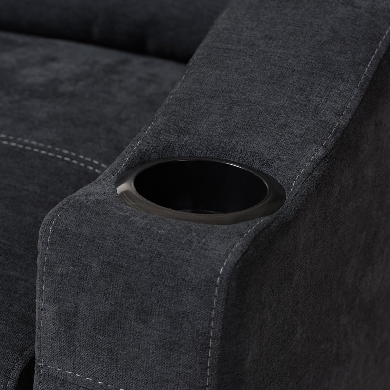Aaf Upholstered Sectional Sofa in Dark Grey Fabric, 32.28'' H X 83.07'' W X 52.76'' D, Dark Gray 100% Polyester