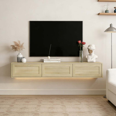 Floating TV Stand, Wall Mounted TV Shelf with Led Lights