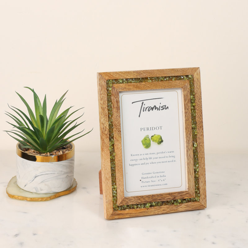 Brown, Green Wood Beaded Picture Frame