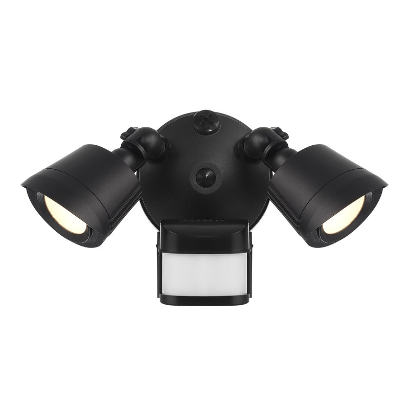120 Watt 2 - Head LED Hardwired Dusk to Dawn Outdoor Security Flood Light with Motion Sensor, Black