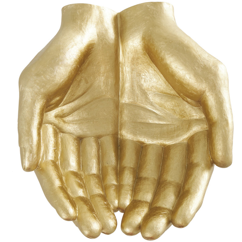 Sculpture décorative dorée en polystone, H 7,05 po x l 14,7 po x P 16,45 po, Or