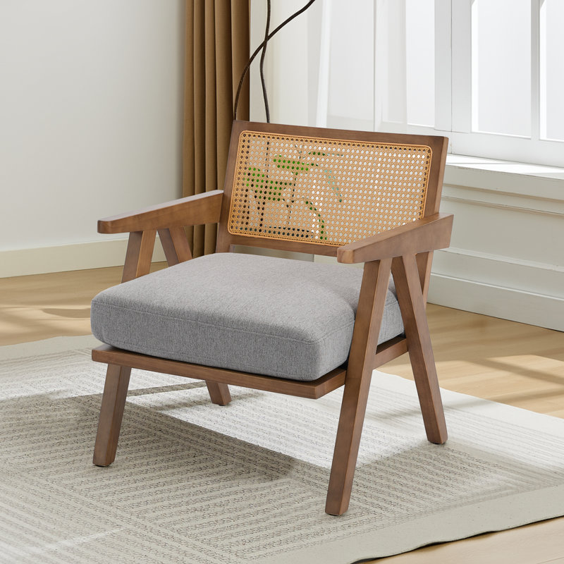 Fauteuil de style Mid-Century Farmhouse, Grey, Brown