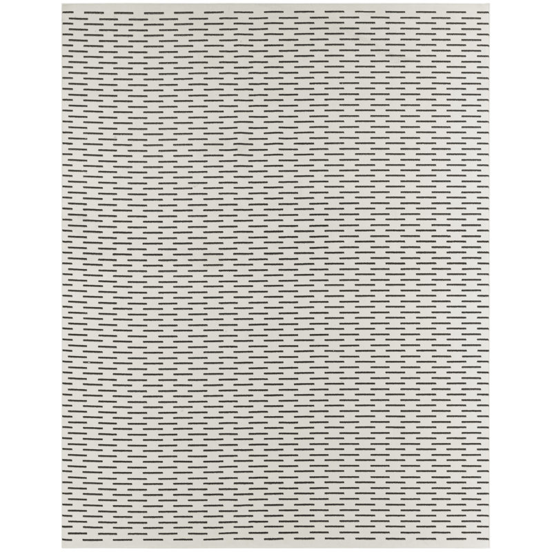 Ebern Designs Reimann Ivory Black Scandinavian Indoor Rug, Rectangle 8' x 10'