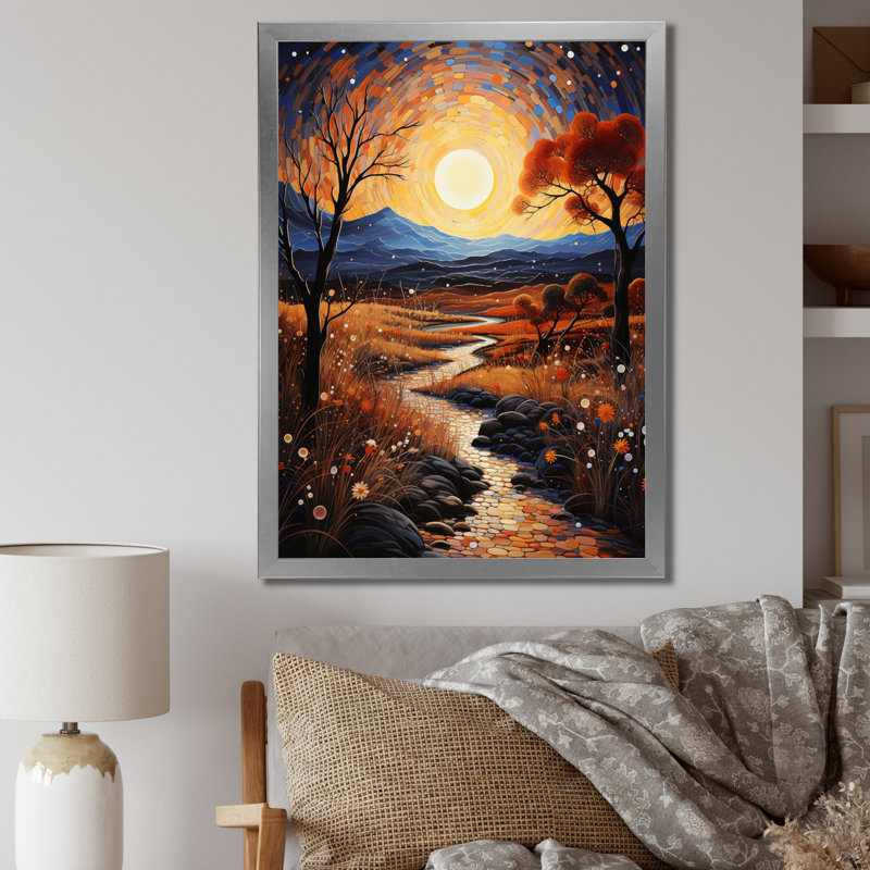 Hoeke Desert Wilderness Pointillism sur impression sur toile, H 32 po x l 16 po x P 1 po, Cadre photo argenté