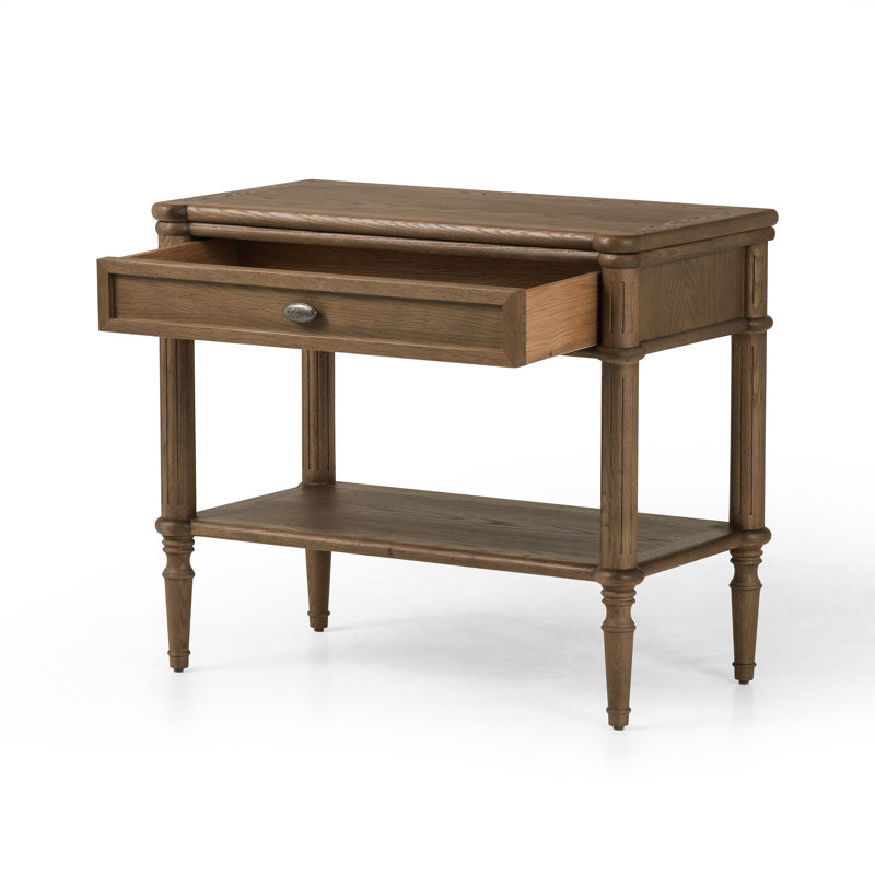 Toulouse 1 - Drawer Solid Wood Nightstand, Toasted Oak Veneer