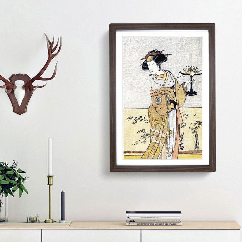 Nakamura Tomijuro by Katsukawa Shunsho - Picture Frame Painting Print, Walnut Framed, 65cm H x 48cm W x 2cm D