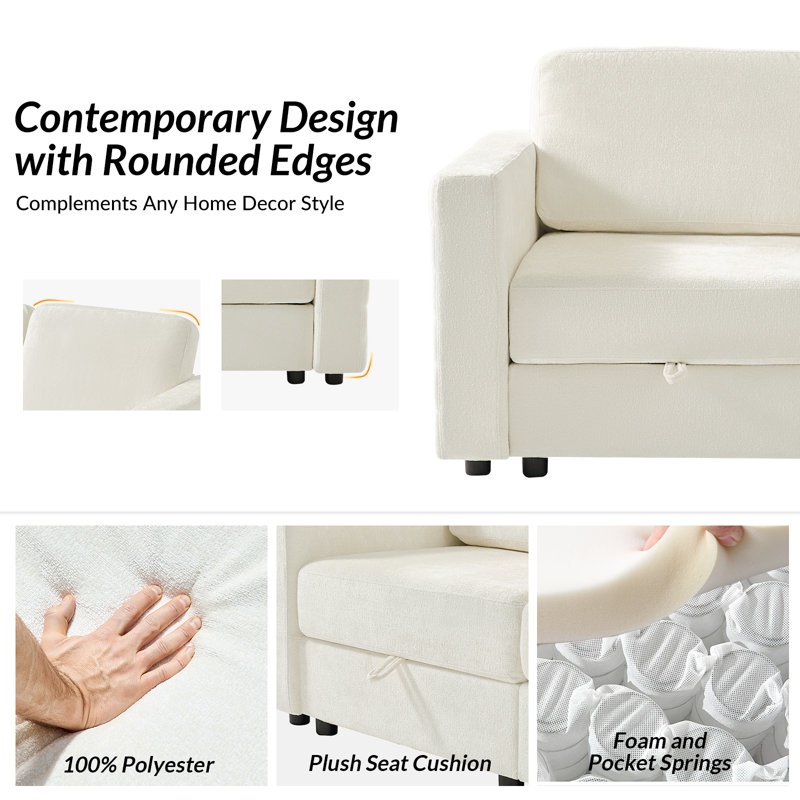 Jagger Modern Wide-Seat Modular Storage Sofa, 4, Beige, 35.5" H x 124.5" W x 34.25" D