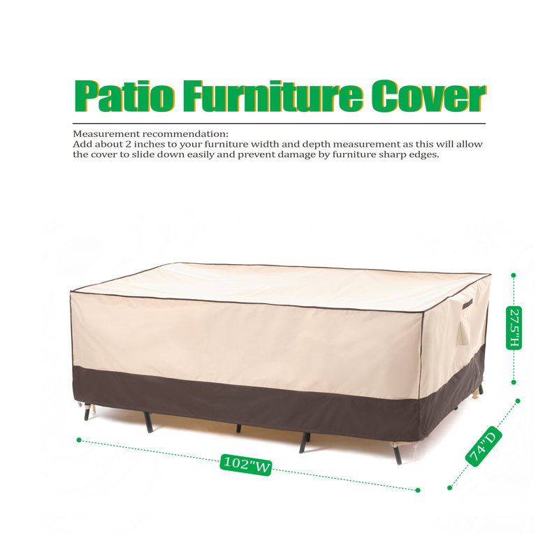Premium Waterproof Beige and Brown Outdoor Patio Table Cover
