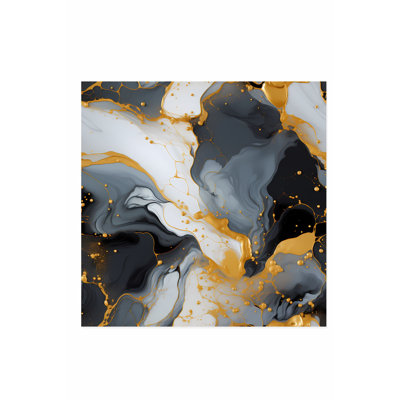 Abstrait gris et or brossé II, reproduction d'art moderne sans cadre