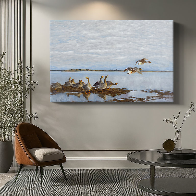 Greylag Geese (Grågäss)-Bruno Liljefors-Gallery Wrapped Canvas-1922, 24 x 36