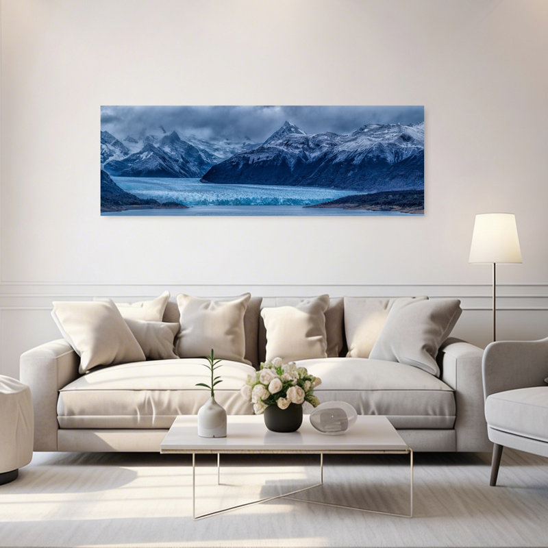 Glacier bleu glacier abstrait paysage contemporain montagne art mural, H 20 po x l 60 po