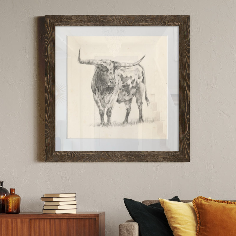 Polaris I-reproduction de dessin encadrée sur papier, H 35,5 po x l 35,5 po x P 1,5 po, Encadré de bois de noyer