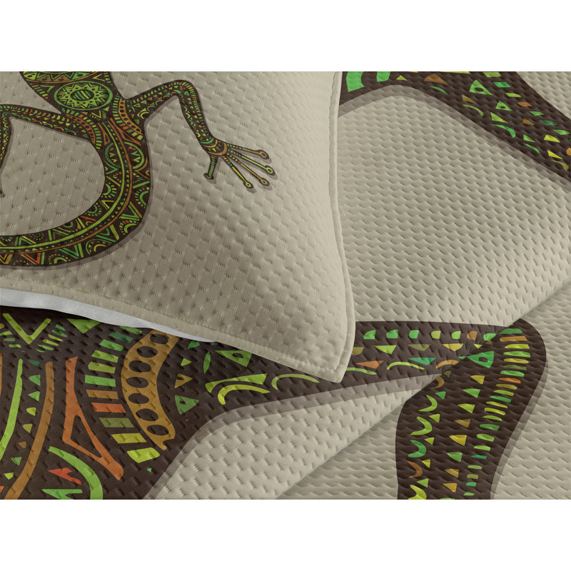 Reptile Coastal Polyester Coverlet, Twin Bedspread + 1 Sham