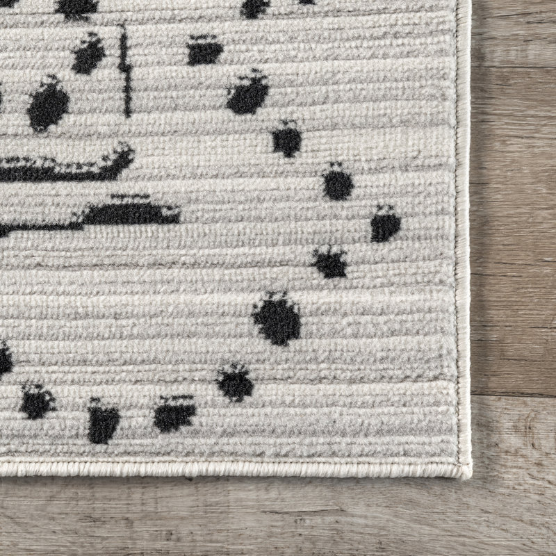 Catoosa Moroccan Power Loom Performance Ivory Rug, Rectangle 4' x 6'