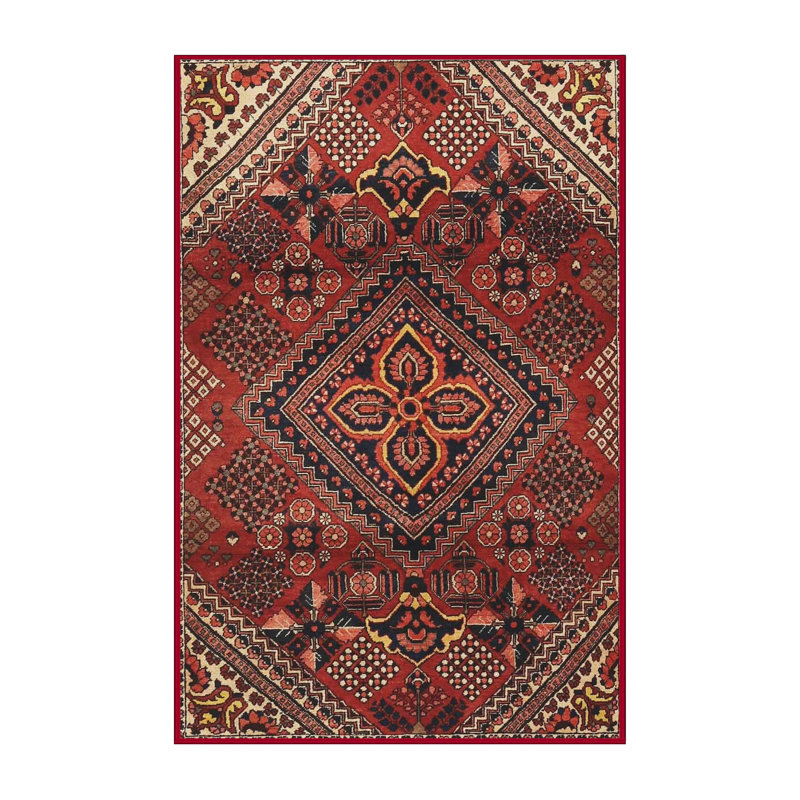 Tapis rouge/vert traditionnel, Rectangle 5 pi x 7 pi