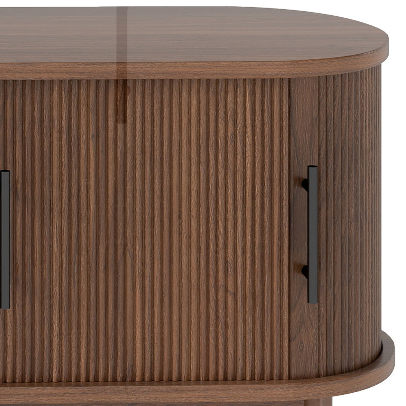  Modern Fluted TV Stand With Mount & Charging Hub, 60" W, Brown