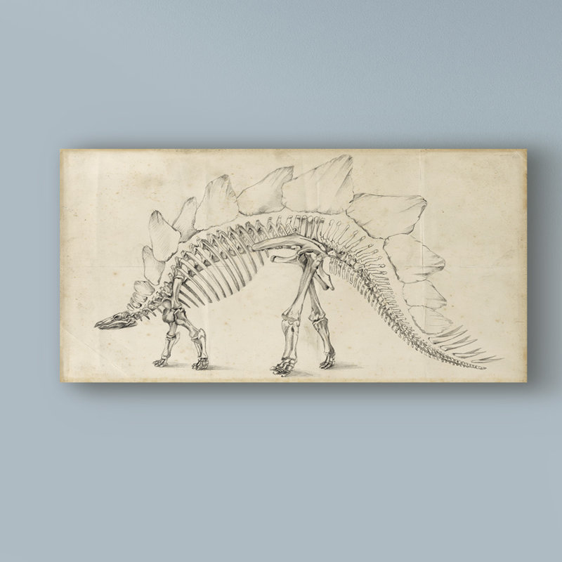 « dinosaur study iii », reproduction d’art sur toile tendue, H 16 po x l 32 po x P 2 po
