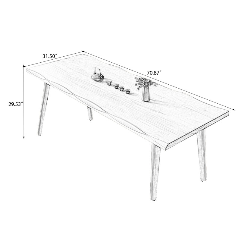 Brown Rectangular Solid Wood Dining Table, 29.53"H x 70.87"L x 31.5"W