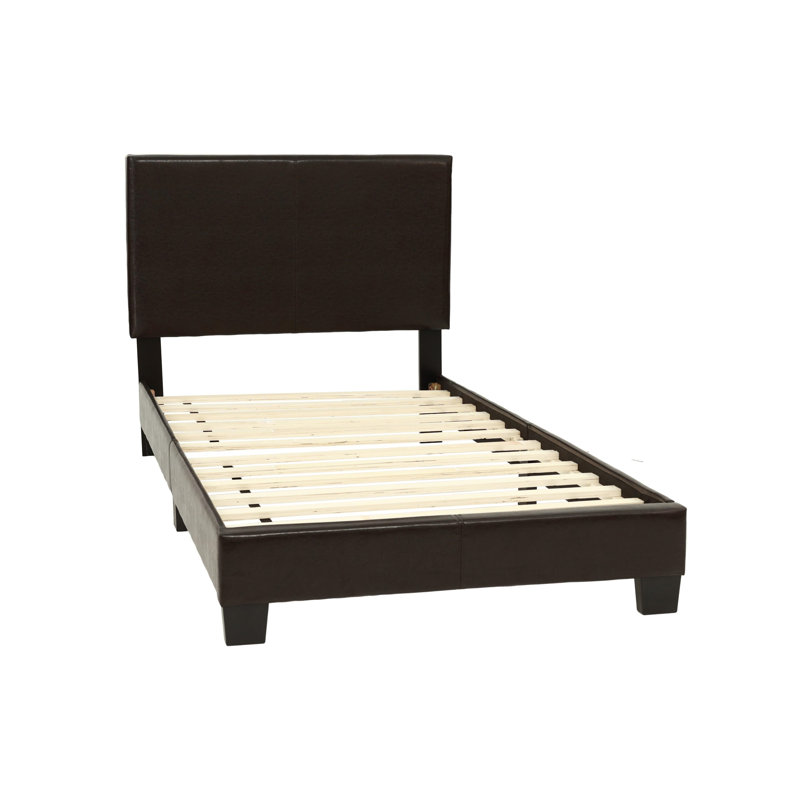 Aimee-Leigh Upholstered Low Profile Platform Bed, Twin, Brown