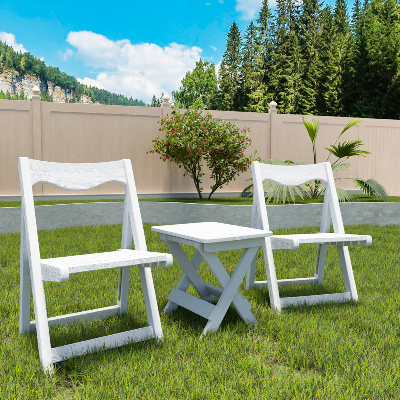 Mobilier d'extérieur pliable Hips, 2 chaises et table rectangulaire blanche pour bistro moderne, Blanc
