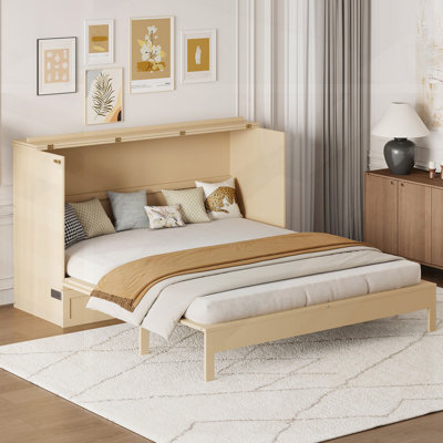 Queen Size Murphy Bed With Large Drawers; Slat Kit, Space-Saving And Stylish Sleeping Solution For Small Apartments