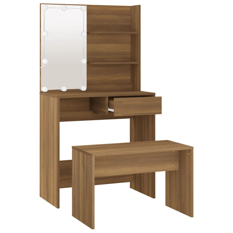 Itamar Dressing Table with Mirror, Dark Brown