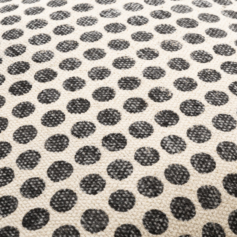 Oreiller carré en coton Zetta, 22 po x 22 po, Duvet, Beige clair / Noir