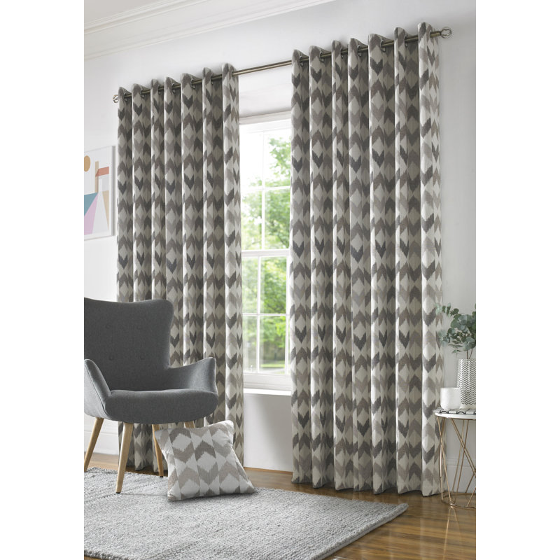 Iyahna Semi Sheer Curtain Pair, Beige Latte, 167cm Width x 137cm Drop