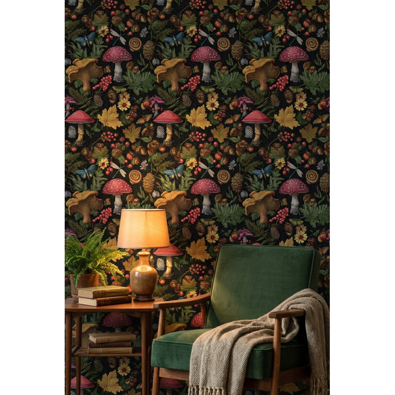 Papier peint éclectique botanique rétro, Peler et coller