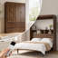 Grand lit escamotable motorisé, armoire murale 2 en 1 avec tablettes de rangement et télécommande-133579633