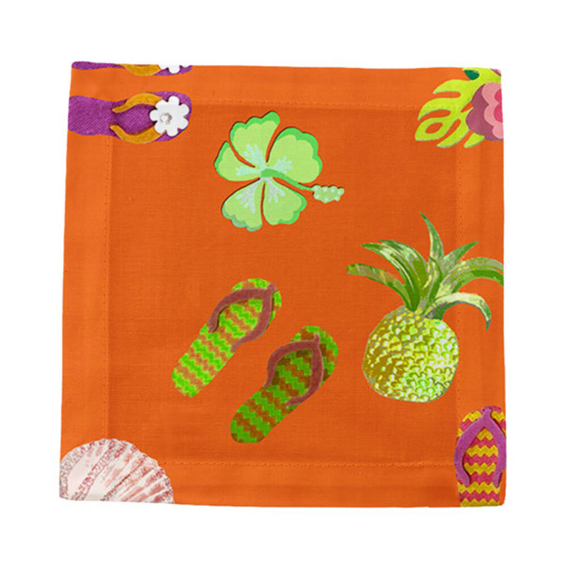 Cotton Blend Square Napkins, Orange