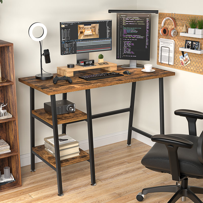 Coyer Computer Desk Table Study Writing Table Home Office, Rustic Brown