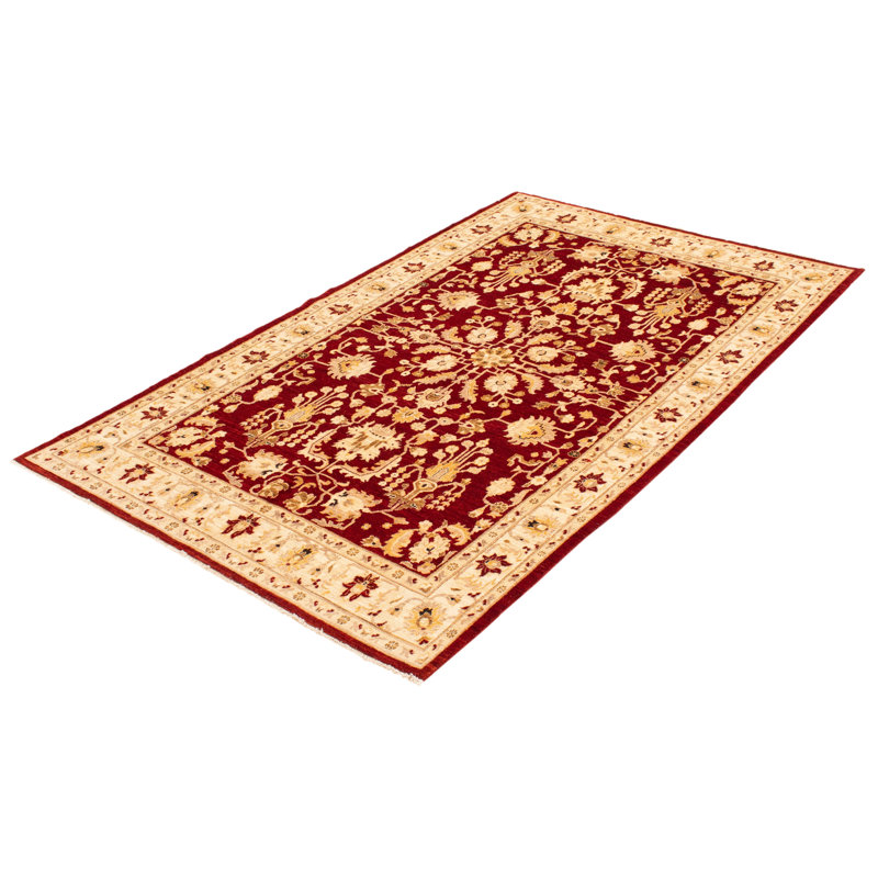 Tapis rouge foncé Peshawar Oushak 6 pi 1 po x 9 pi 4 po