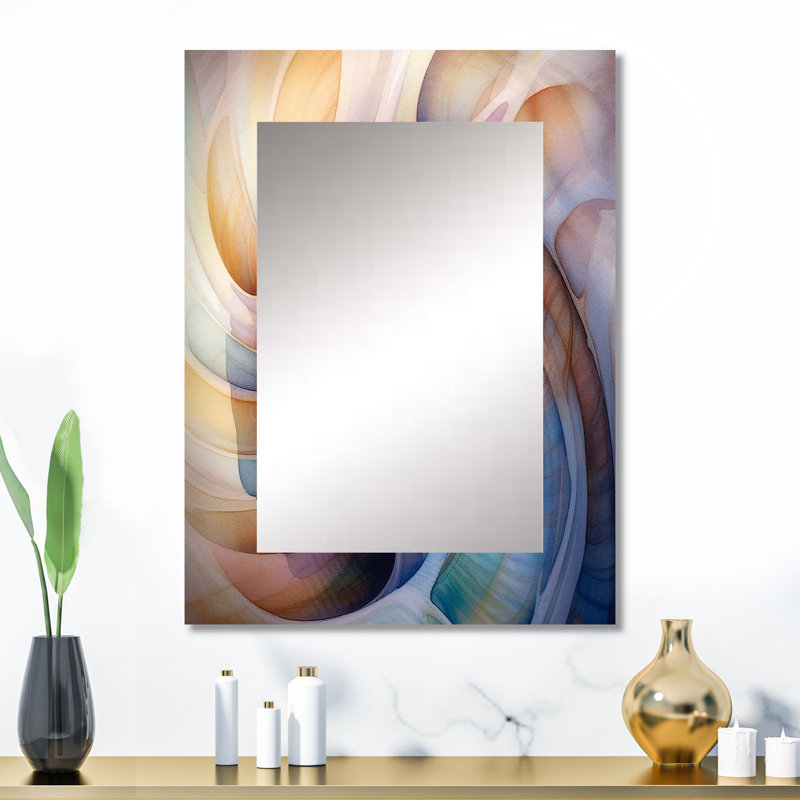 Seashell Symphony II - miroir décoratif bord de mer, grand miroir mural pêche, impression d'art en métal, 32 po x 24 po