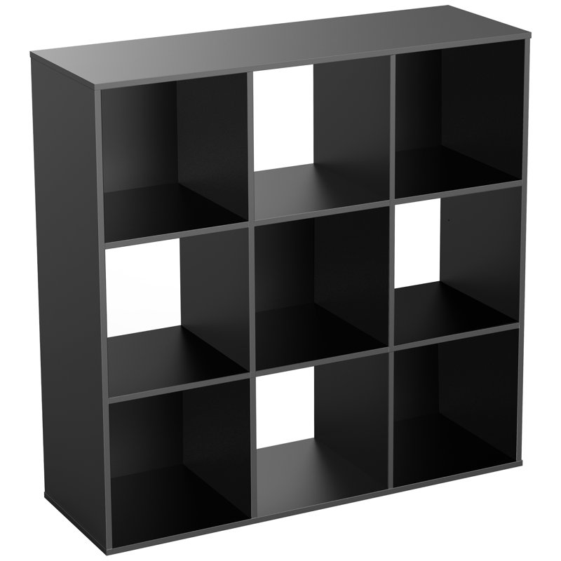 9-Cube Bookcase, Decorative Storage Shelf, Black, (9 Shelves) 35.24"H x 35.94"W x 11.61"D