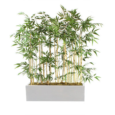 Faux Bamboo Hedge in Wood Freestanding