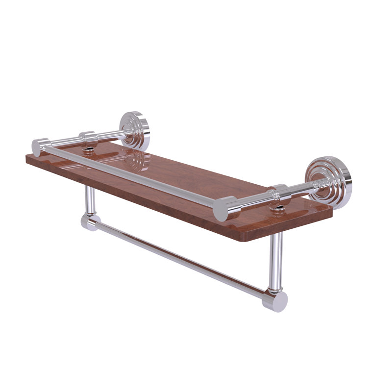 Beresford Bracket Shelf with Towel Bar, Polished Chrome, 5" H x 16" W x 5" D
