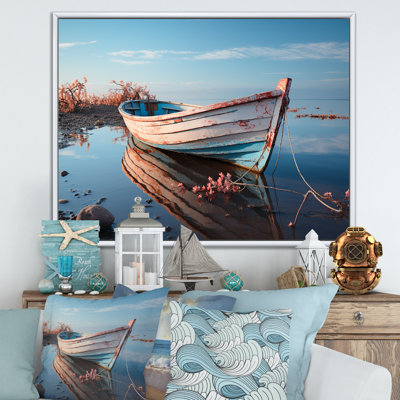 «Blue and White Boat Scenery I», reproduction sur toile
