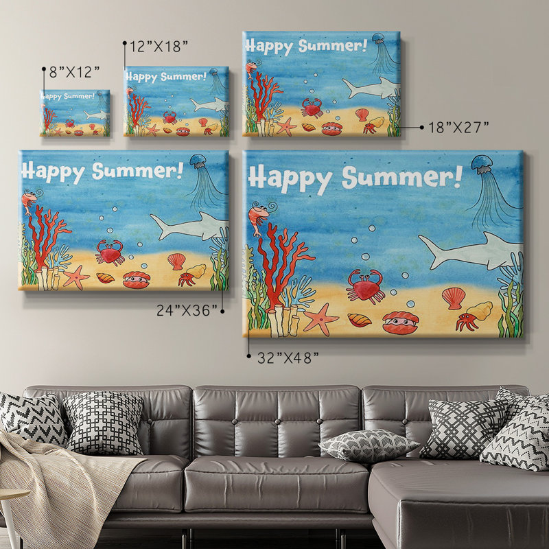 «Cute Sea Creatures I», toile tendue avec châssis de qualité supérieure - prête à être accrochée, H 12 po x l 18 po
