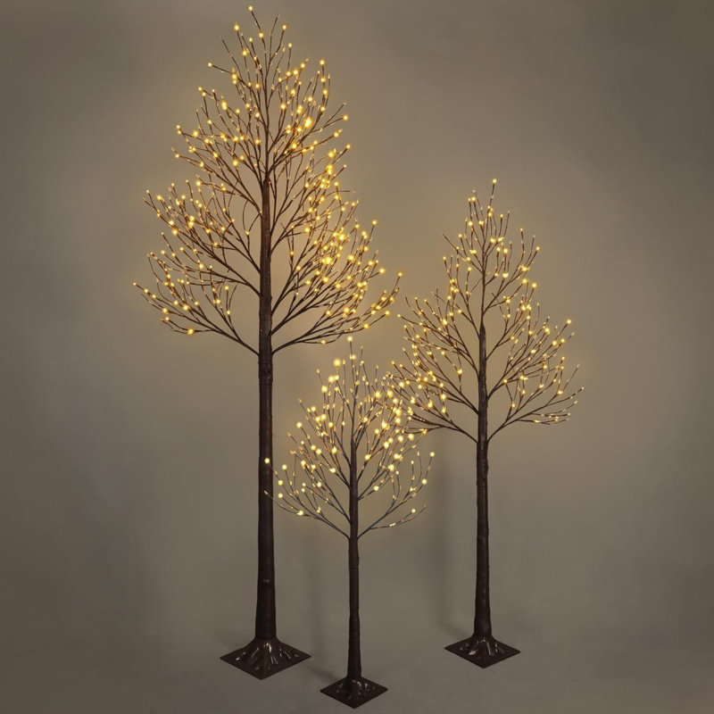 Ensemble de 3 pièces saule artificiel illuminé 4/6/8 pi avec lumières DEL, 48/72/96 pouces brindille scintillante pour la décoration du Festival