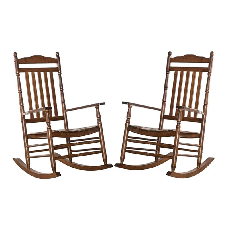 Chaise berçante d'extérieur en bois massif, Brun