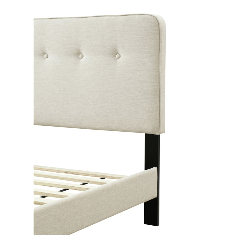 Lit dans une boîte avec tête de lit double, blanc cassé, 58,5 po de largeur, 80 po de profondeur, 42,5 po de hauteur, tête de lit tapissier, longue, haute