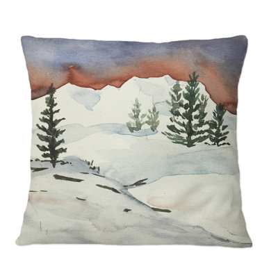 Fir Trees On Snowy Mountain - Traditional Printed Throw Pillow