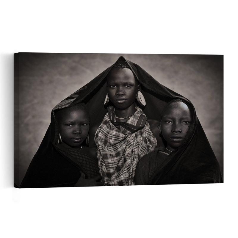 African Tribal Portrait Abstract Traditional Wall Art Print 1 Piece Wrapped Canvas Wall Art, 60.96cm H x 91.44cm W