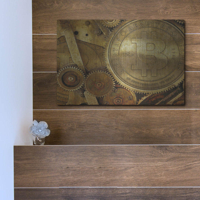 «Grunge Bitcoin One» par Steve Hunziker OOB, H 12 po x l 16 po