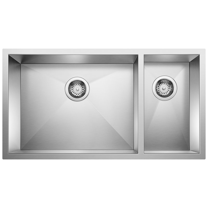 Precision 33" L x 18" W Double Bowl Stainless Steel Undermount Kitchen Sink