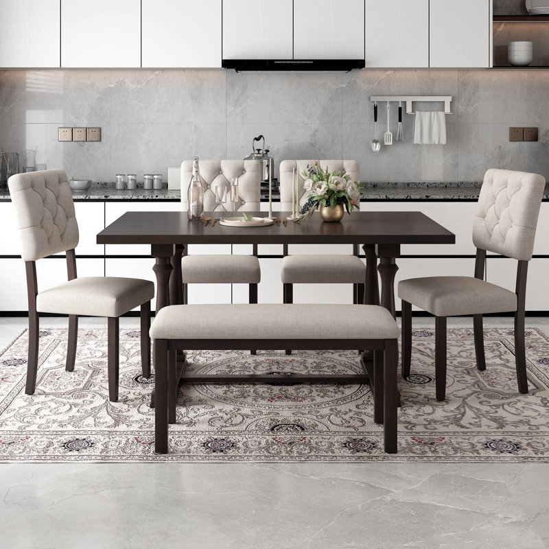 Abdulazis 6 - Person Trestle Dining Set, Espresso
