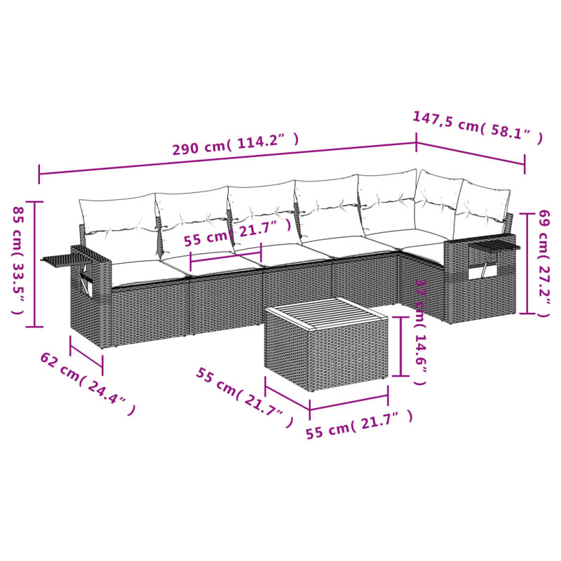 Ensemble de canapé de jardin Vidaxl beige